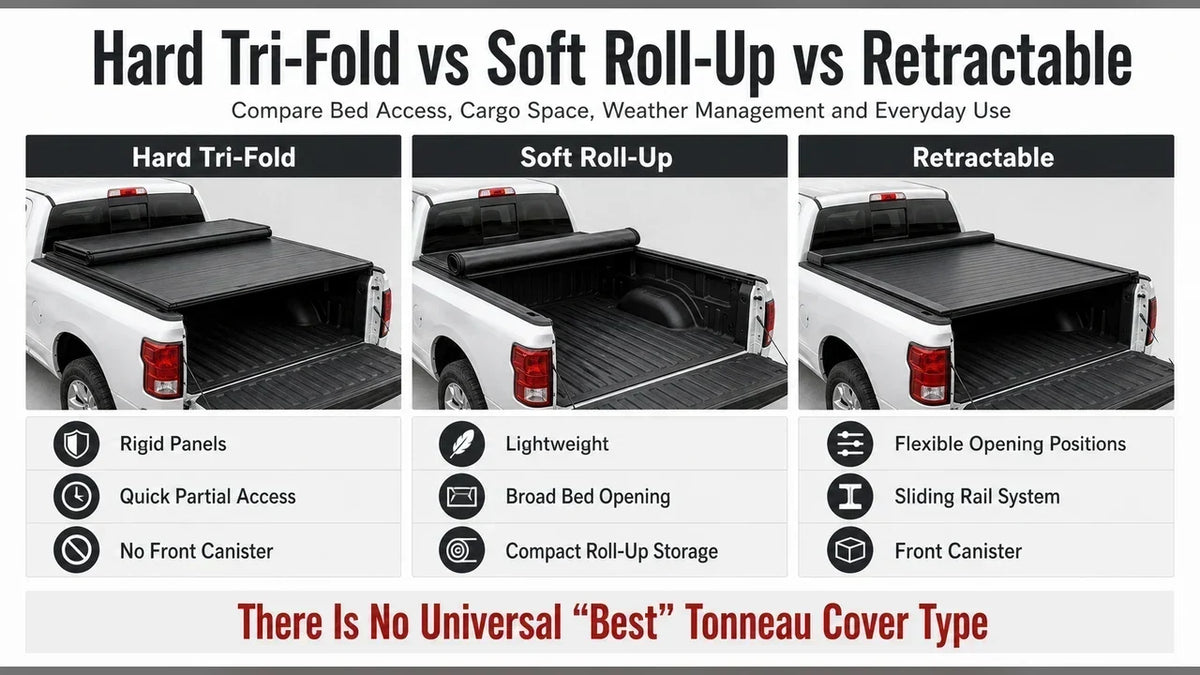 different types of truck bed tonneau covers roll up vs retractable