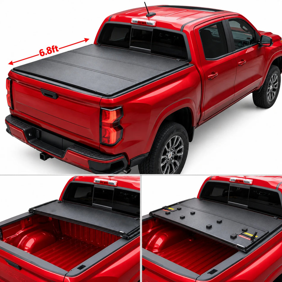 2020-2026 Chevy Silverado GMC Sierra 2500HD 3500HD 6.8FT/6.9FT Bed Hard Tri-Fold Tonneau Cover