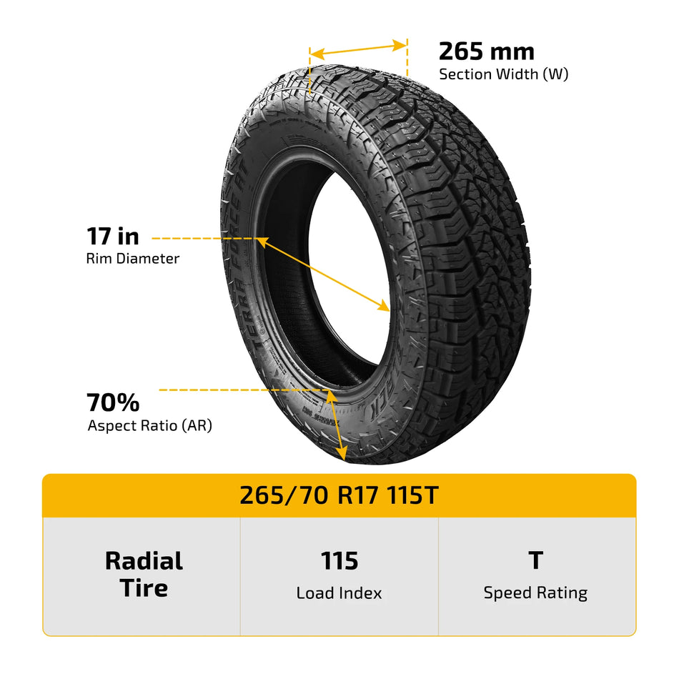 Single Tire 265/70R17 115T All-Terrain TERRA FORCE AT Tire Enhanced Traction