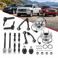 12pc Front Wheel Hub Upper Control Arms Tie Rods Ball Joints Kit for Silverado Sierra 1500 2WD