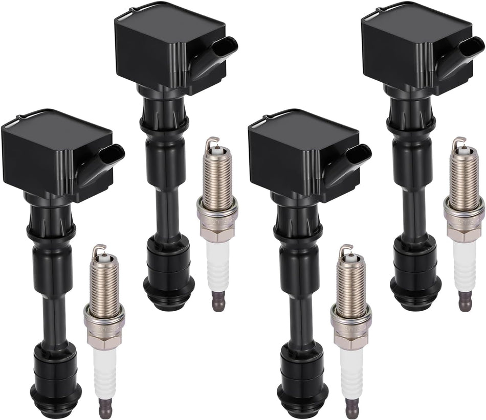 BDFHYK 4 Ignition Coil Pack UF756 and 4 Iridium Spark Plug 95660 Compatible with Volvo S60 S80 S90 V60 V90 Cross_Country XC40 XC60 XC70 XC90 2.0L l4 Coil for GN10907 C943 C-943