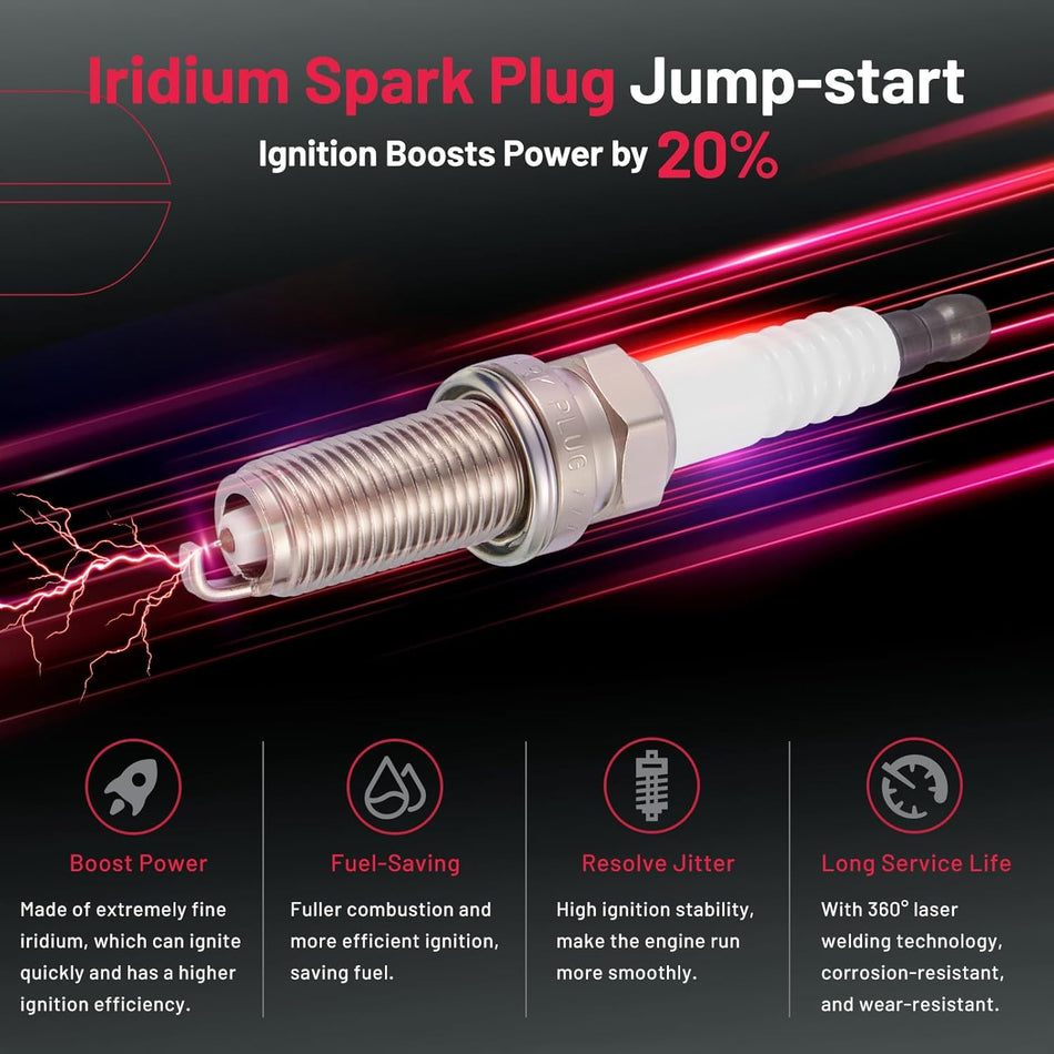BDFHYK 4 Ignition Coil Pack UF756 and 4 Iridium Spark Plug 95660 Compatible with Volvo S60 S80 S90 V60 V90 Cross_Country XC40 XC60 XC70 XC90 2.0L l4 Coil for GN10907 C943 C-943