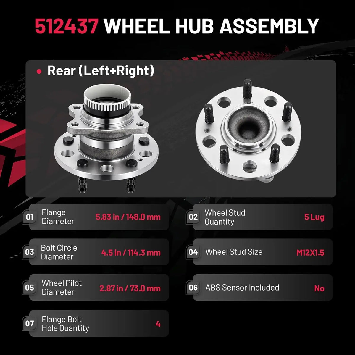 BDFHYK rear hub assembly set of 2 for Hyundai and Kia rear wheel service