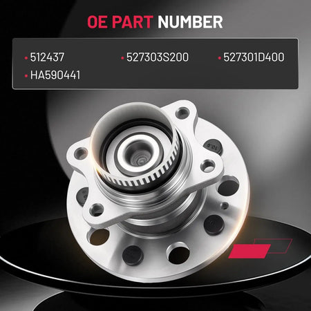 Close-up view of 512437 rear wheel hub bearing assembly mounting detail