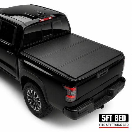 BDFHYK 5 ft Nissan Frontier hard tri-fold tonneau cover without LED