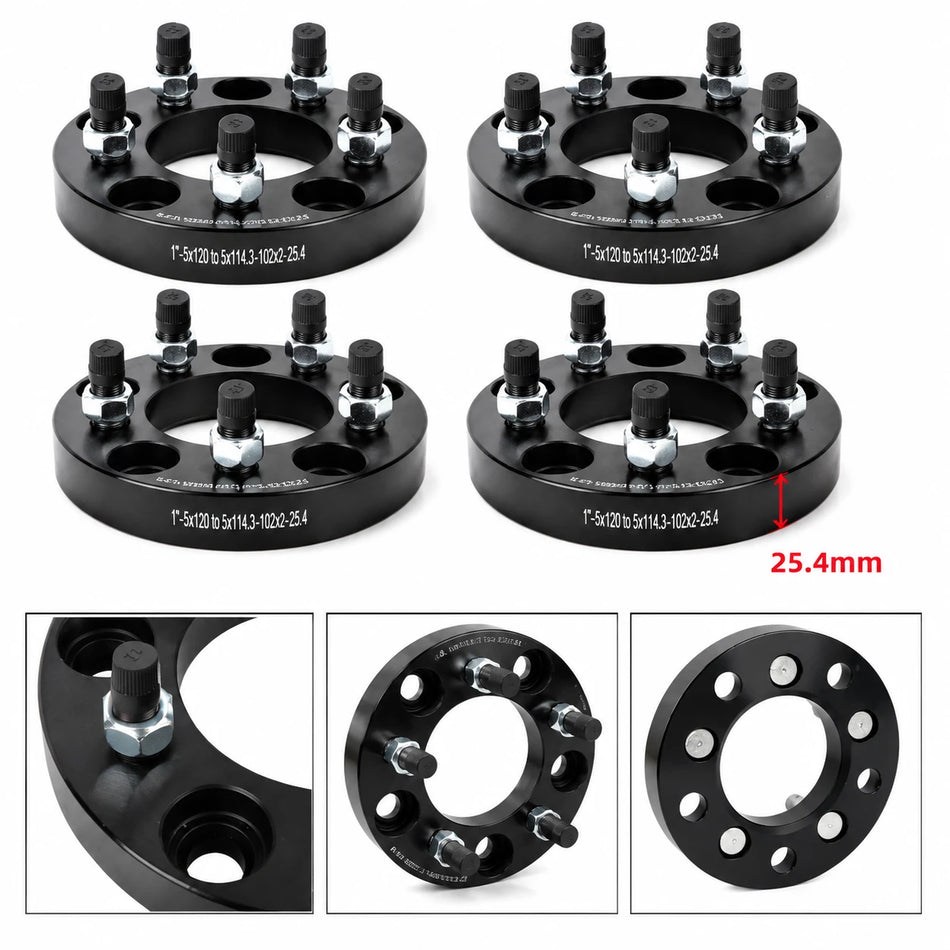 5x127 to 5x114.3 Wheel Adapters 1 Inch for Jeep Wrangler Grand Cherokee Commander, 1/2-20 Studs, 82.5mm Hub Bore, Set of 4