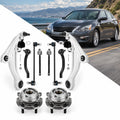 10pc Front Suspension Control Arms Wheel Hubs Tie Rods Kit for 2007-2012 Nissan Altima 2.5L