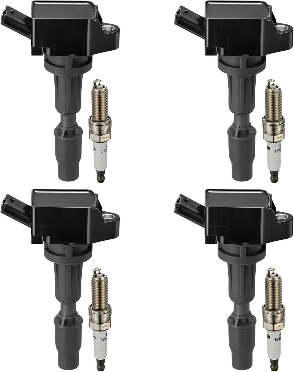 BDFHYK Ignition Coils UF764 and Iridium Spark Plug 93175 Compatible with Hyundai Santa Fe Sport Tucson Sonata Kia Sorento Sportage Optima l4 2.0L 2.4L Replaces GN10730 C988 E1264 LKR7DIX-11S Set of 4