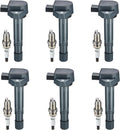 BDFHYK Ignition Coil UF400 and Iridium Plugs 9807B-5517W For Acura MDX Honda Pilot Ridgeline Saturn Vue 3.5L V6, Sets of 6