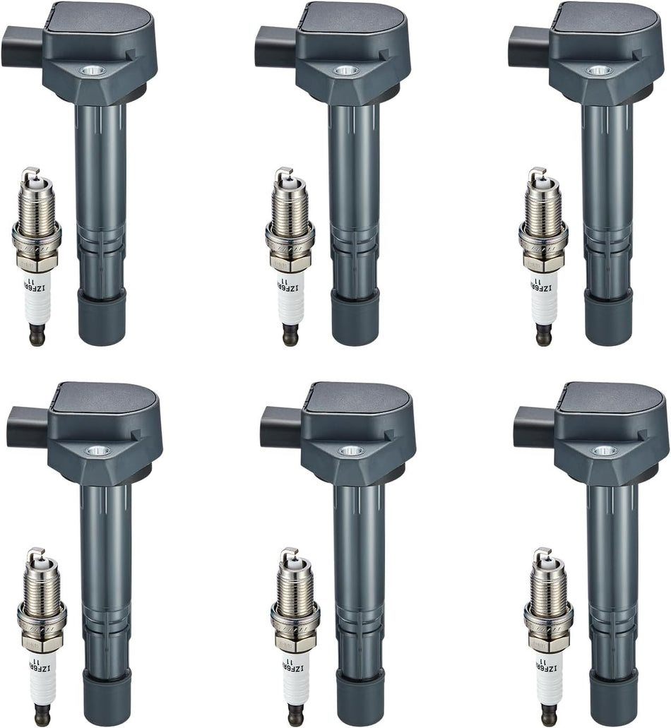 BDFHYK Ignition Coil Pack UF400 and Iridium Spark Plugs 9807B-5517W Compatible with Acura MDX Honda Pilot Ridgeline Saturn Vue 3.5L V6, Sets of 6