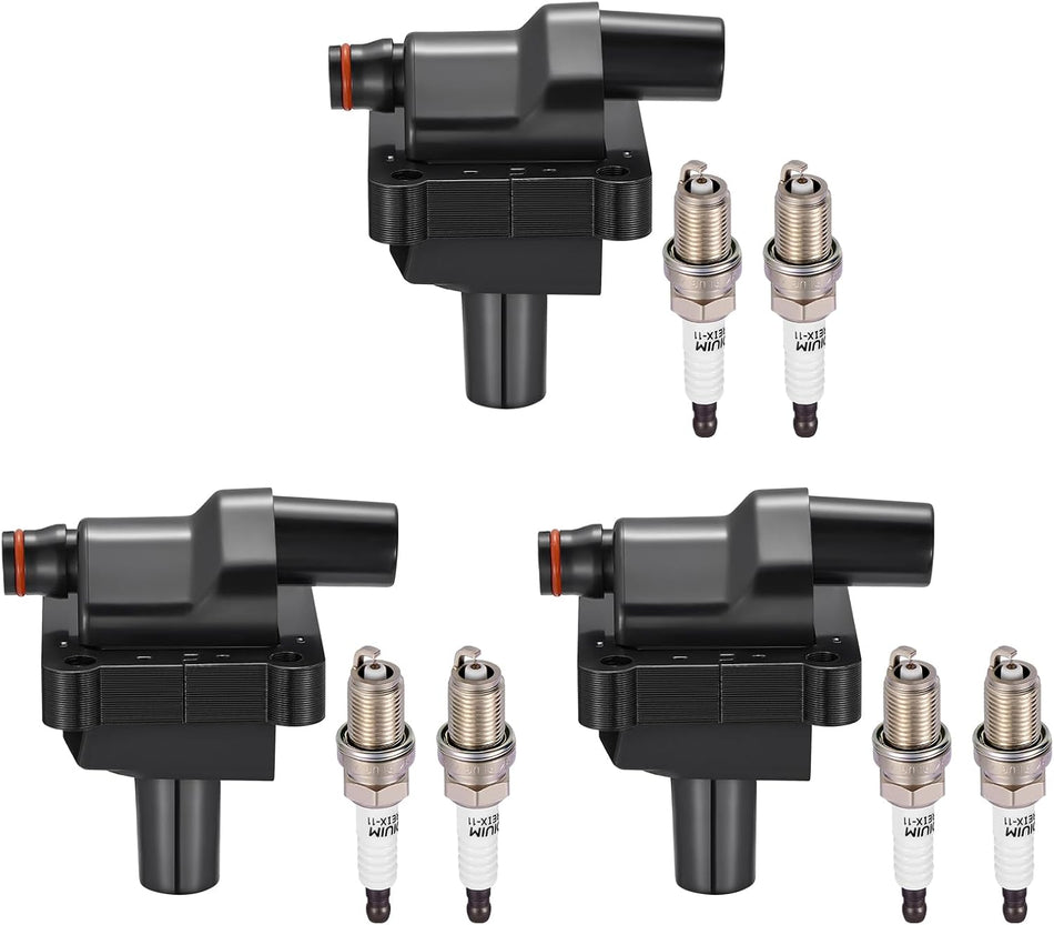BDFHYK 3 Ignition Coil Pack UF137 and 6 Iridium Spark Plug 6341 Compatible with Mercedes-Benz 300CE 300E 300TE C280 C36 AMG E320 S320 SL320 2.8L 3.2L l6 Coil for 1587003 88921409