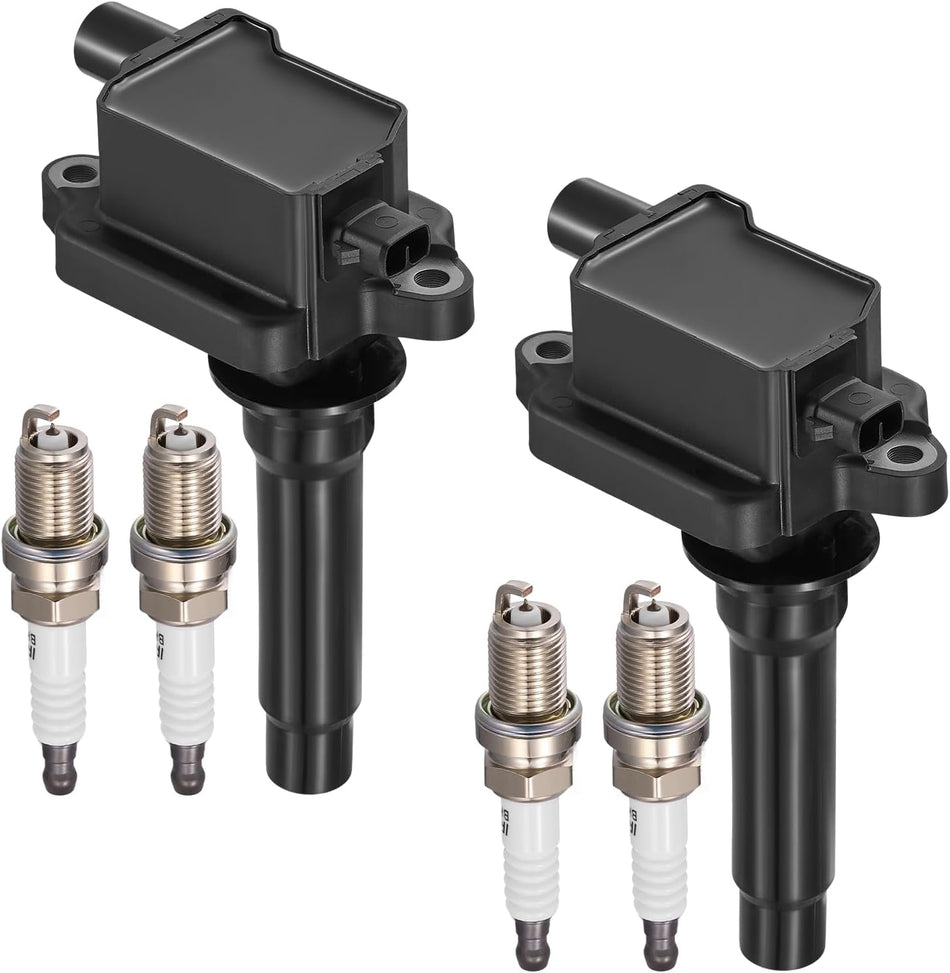 BDFHYK 2 Ignition Coil Pack UF283 and 4 Iridium Spark Plug 7092 Compatible with Kia Sportage 1995-2002 2.0L L4 Coil for E501C 5C1186 E733 52-1574 IC211 88921371 0K013-18-100