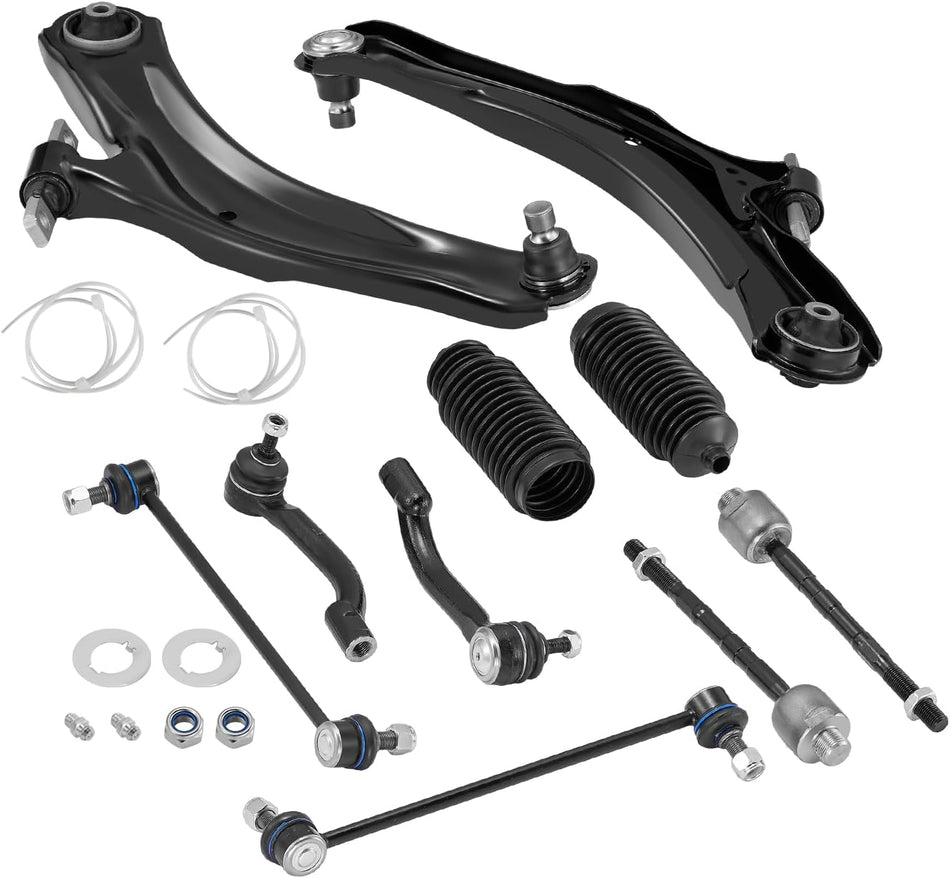 BDFHYK 10PCS Front Suspension Kit Control Arms with Ball Joint Sway Bar Inner Outer Tie Rods Compatible with Nissan Rogue 2008-2015, Compatible with Nissan Rogue Select 2014-2015 for K621452, K621453