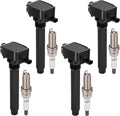 BDFHYK 4 Ignition Coil UF648 and 4 Iridium Spark Plug 97390 for Chrysler, Dodge, Jeep, Ram, Volkswagen Models