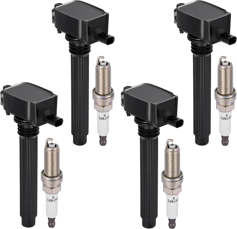 BDFHYK 4 Ignition Coil Pack UF648 and 4 Iridium Spark Plug 97390 Compatible with 300 Town & Country, Avenger Challenger Charger Journey,Cherokee Wrangler,1500 1500 Classic,Routan Coil for C1791 5C1848