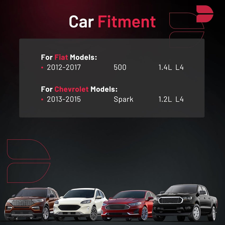 BDFHYK 6046 Iridium Spark Plugs Compatible with Fiat 2012-2017 500 1.4L L4 for Chevy 2013-2015 Spark 1.2L L4 Engines Replacement for 97637 DCPR7EIX Set of 2