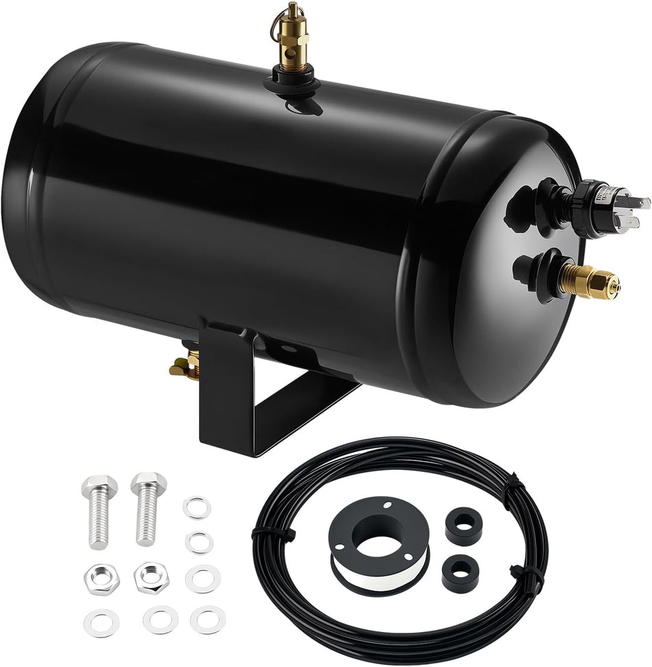 BDFHYK 1.0 Gallon Air Tank,5 Ports with 1/4-Inch NPT Thread,150 PSI Rated for Air Suspension System,Air Brake System,Tire Inflation,and Truck & Train Horns
