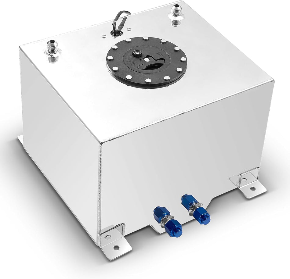 BDFHYK 8 Gallon Fuel Cell Gas Tank Aluminum Polished Sliver with Level Sender 15" (L) x 12.5" (W) x 10" (H) Racing Street Drift Strip Fuel Tank Fuel Cap