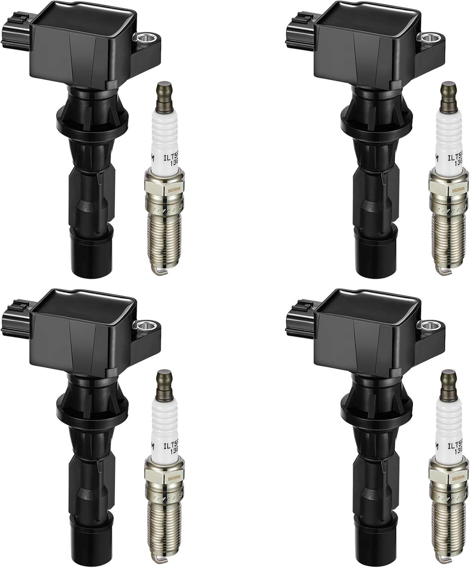 BDFHYK Ignition Coil Pack UF540 and Iridium Spark Plugs 90083 Compatible with Mazda 2007-2013 3 2006-2013 6 2010-2012 CX-7 2.0L 2.3L 2.5L L4 610-58723 L3G218100 L3G218100A, Sets of 4