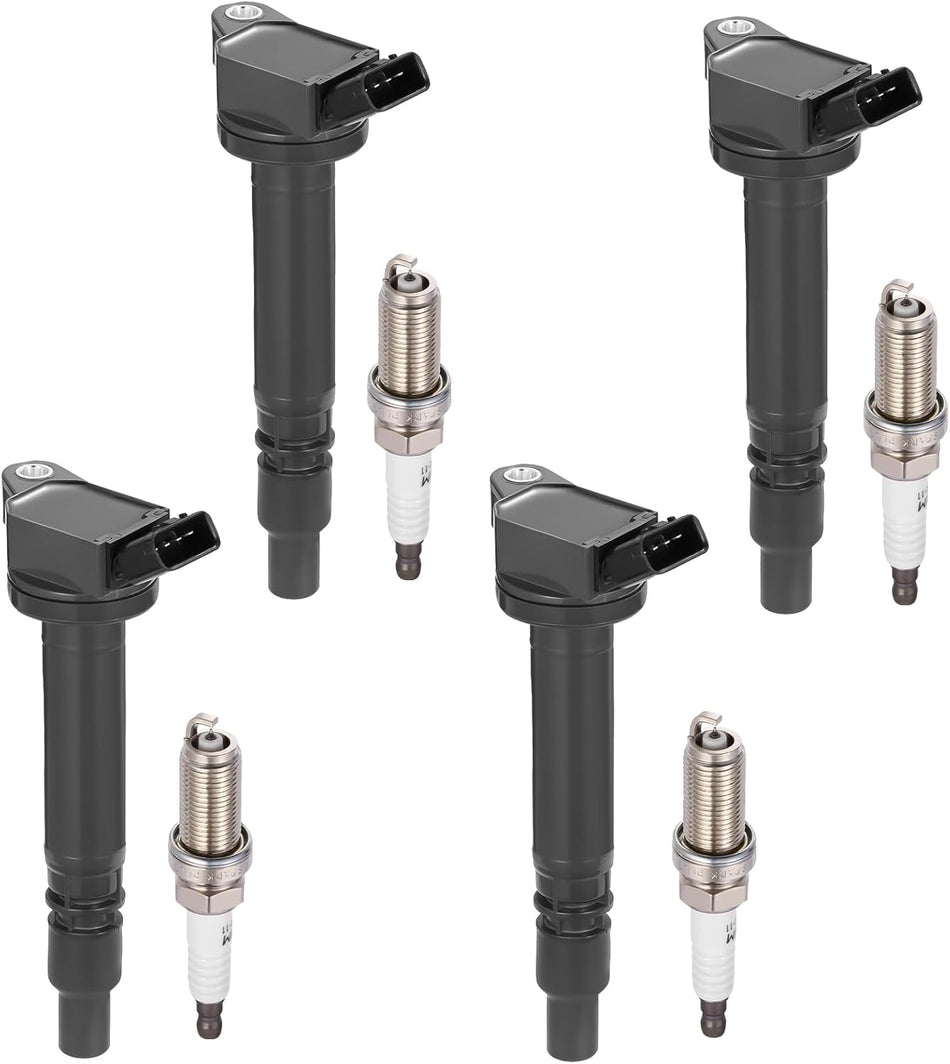 BDFHYK 4 Ignition Coil Pack UF487 and 4 Iridium Spark Plug 5018 Compatible with Toyota 4Runner Camry FJ Cruiser Highlander RAV4 Sienna Tundra Venza Coil for 90919A2002 9091902255