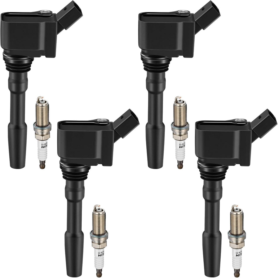 BDFHYK Ignition Coil Pack 06J905110G and Iridium Spark Plugs XP5325 Compatible with Audi A3 A4 A5 Quattro allroad Q7 S3, Compatible with VW Golf R Replacement for UF716 UF752 GN10632 4469,Set of 4