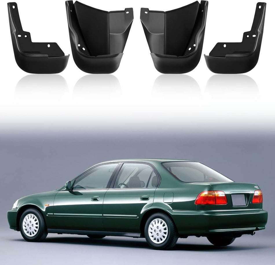 Mud Flaps for Honda Civic 1996–2000, Front & Rear 4PCS, Without Fender Flares