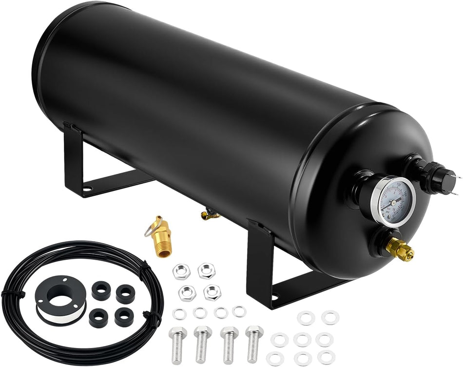 BDFHYK 2.5 Gallon Air Tank,6 Ports with 1/4-Inch NPT Thread,150 PSI Rated for Air Suspension System,Air Brake System,Tire Inflation,and Truck & Train Horns