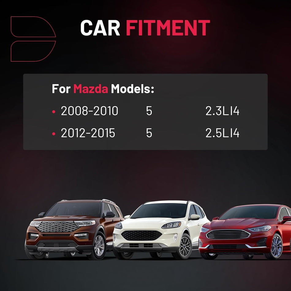 BDFHYK 4 Ignition Coil Pack UF604 and 4 Iridium Spark Plug 5019 Compatible with Mazda 2008-2010 5 2.3L l4, 2012-2015 5 2.5L l4 Coil for 5C1742 9212174 C753 E1104 E333 GN10623