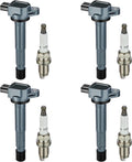 BDFHYK 4 Ignition Coil UF417 and 4 Iridium Spark Plug SP1018 for Acura TSX, RSX 2.0L / 2.4L L4 2002-2008