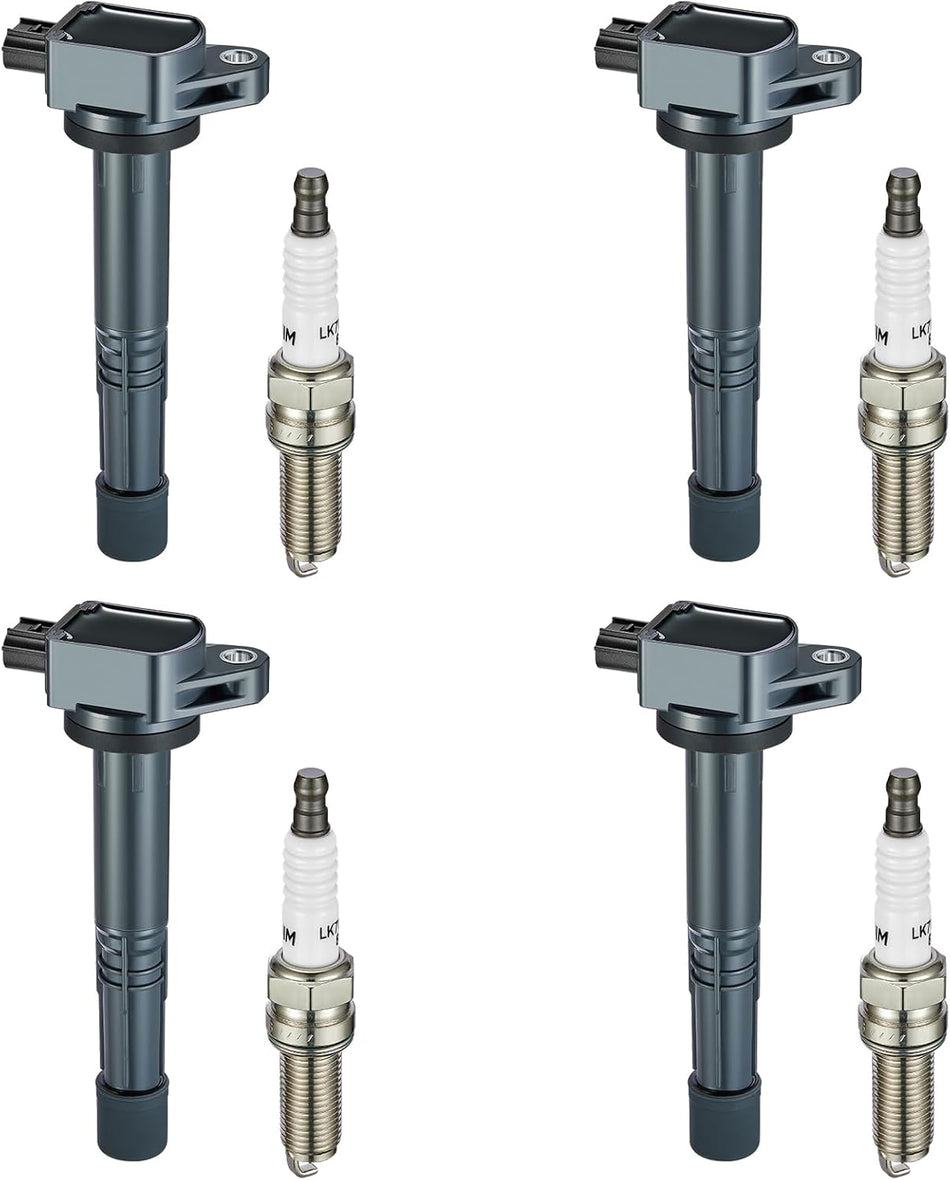 BDFHYK Ignition Coil Pack UF602 and Iridium Spark Plugs 97390 Compatible with Acura ILX Honda Accord Civic CR-V Crosstour 2.4L L4 UF-602 C1662 5C1719 E1102 LKR7BGPS, Sets of 4