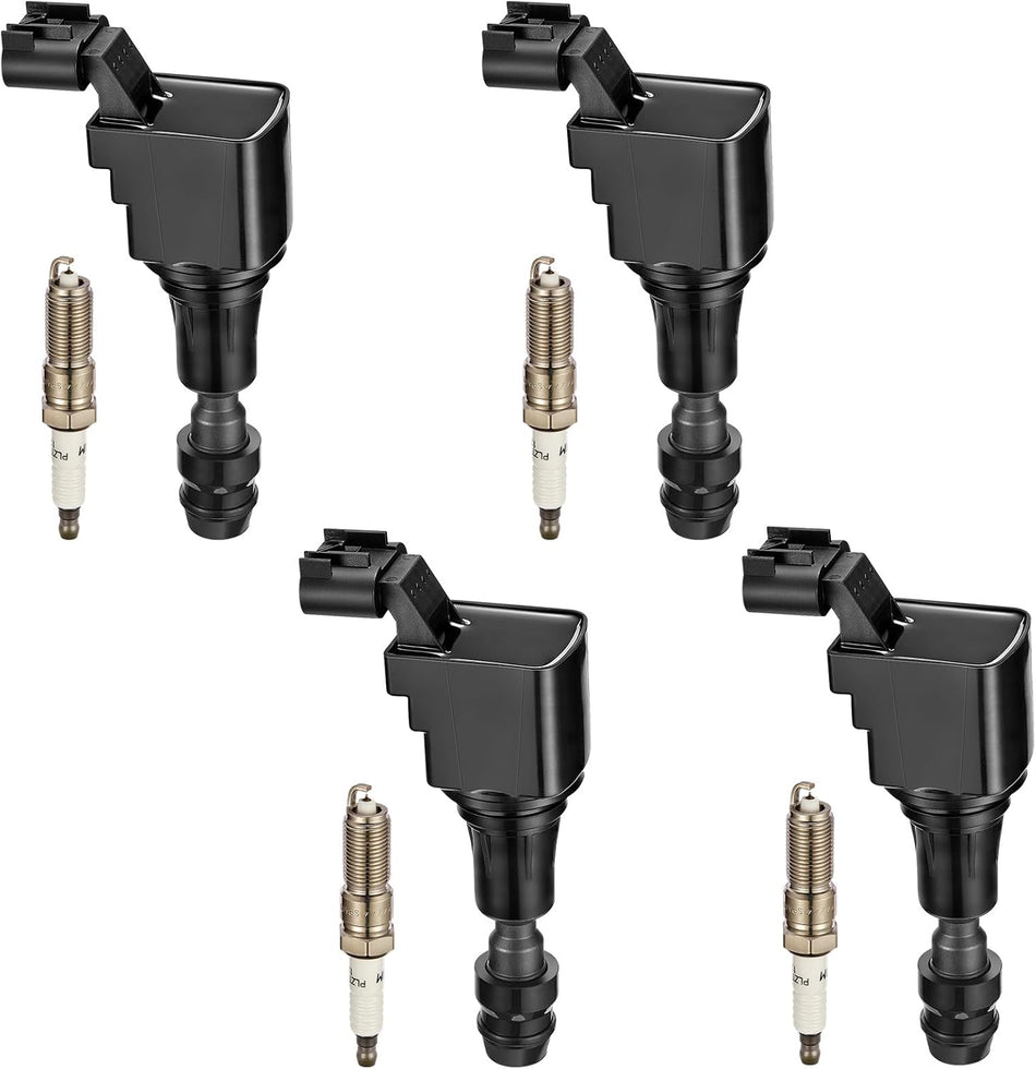 BDFHYK Ignition Coil Pack UF491 and Iridium Spark Plugs 12578224 Compatible with Buick Chevrolet GMC Pontiac Saab Saturn 2.0L 2.2L 2.4L L4, Sets of 4