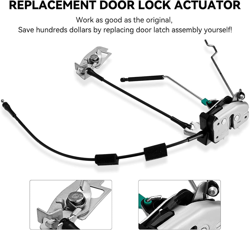 SYERAL Door Latch Assembly w/Cable & Rod Right Side Rear Cargo Door Compatible with 1992-2014 E-150 E-250 Club Wagon Econoline Club Wagon 6C2Z-15431A02-AA, 8C2Z-15431A02-C