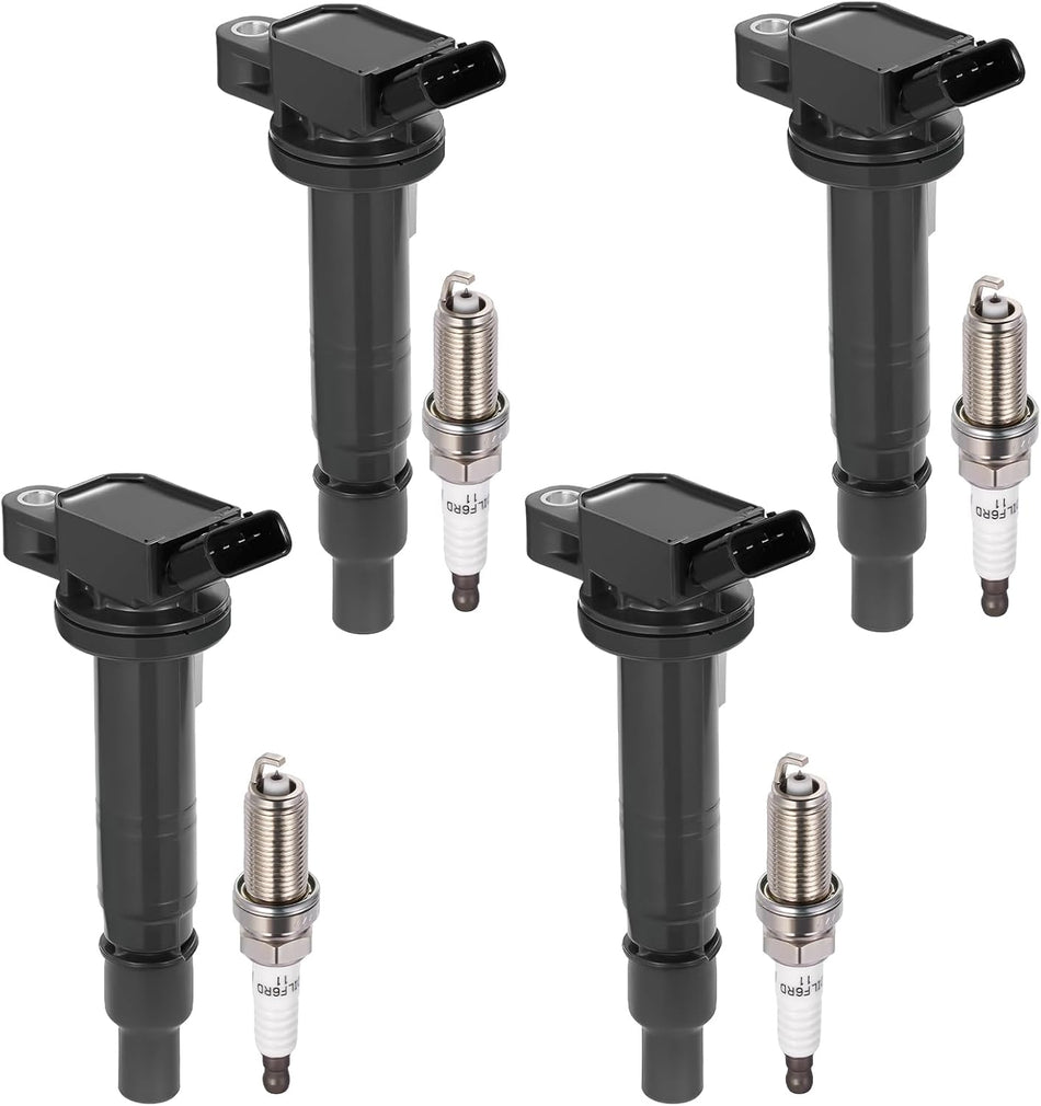 BDFHYK 4 Ignition Coil Pack UF495 and 4 Iridium Spark Plug 6176 Compatible with Toyota 2003-2009 4Runner, 2007-2009 FJ Cruiser, 2005-2015 Tacoma, 2005-2011 Tundra Coil for 5C1419 C1426
