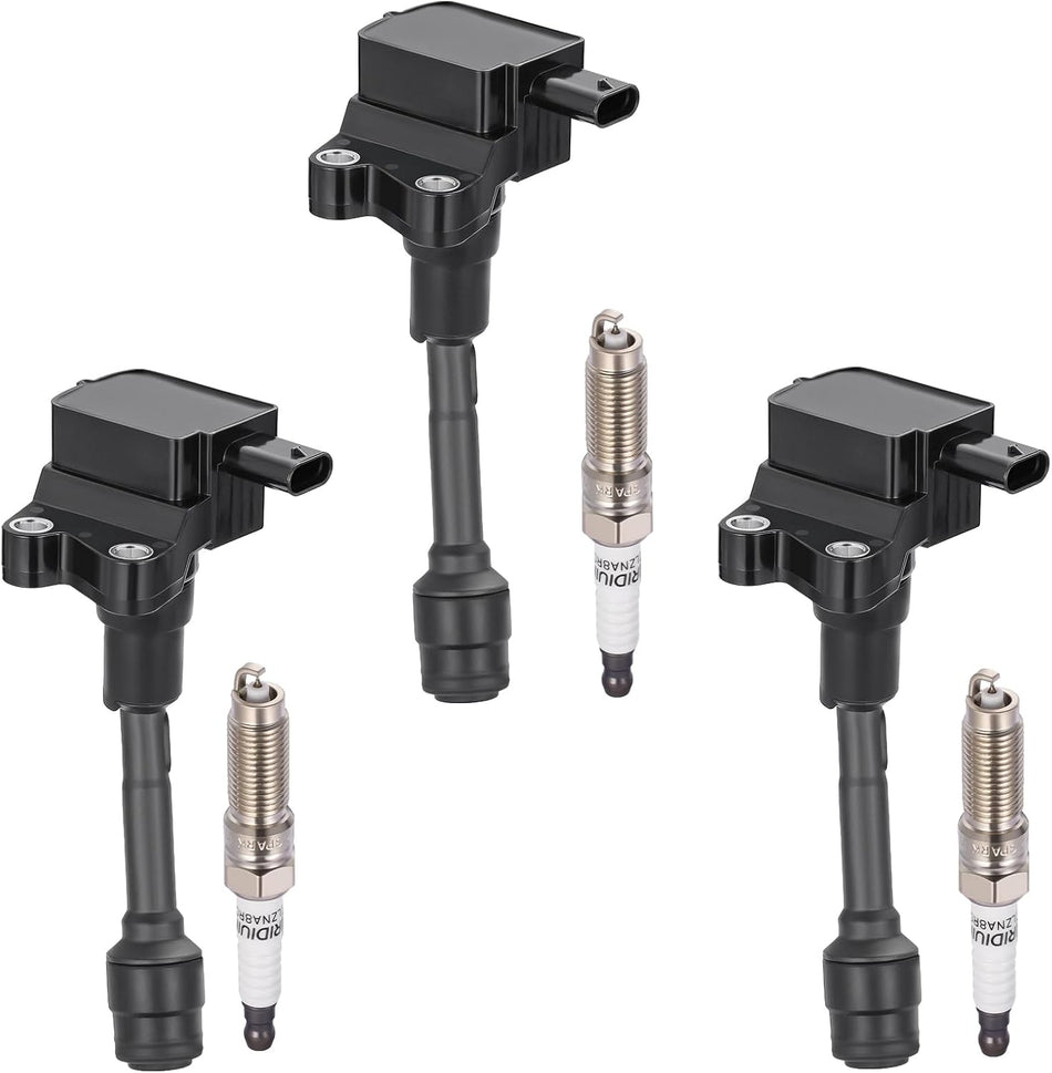 BDFHYK 3 Ignition Coil Pack UF736 and 3 Iridium Spark Plug 93593 Compatible with Ford 2018-2020 EcoSport, 2014-2017 Fiesta, 2015-2018 Focus 1.0L l3 Coil for CM5G12A366CB CM5G12A366CA
