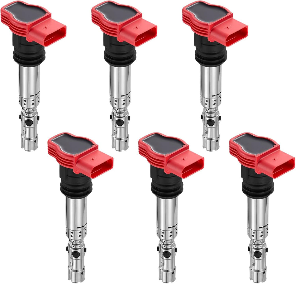 BDFHYK Ignition Coil Packs Compatible with Audi 2002-2005 A4, 2002-2006 A4 Quattro, 2002-2005 A6, 2002 A6 Quattro, 2004-2005 A6 Quattro 3.0L L6, Coil for UF-483 UF483 GN10444 6739301 1788338 Set of 6