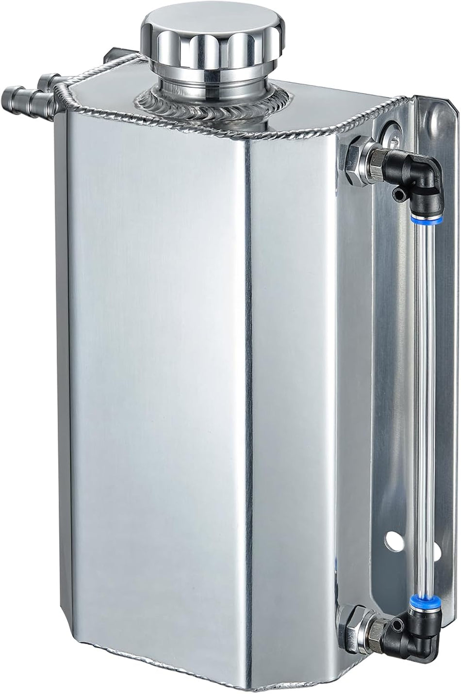 BDFHYK Coolant Overflow Reservoir Tank 2L Expansion Catch Can Universal Radiator Reservoir Polished Aluminum Silver