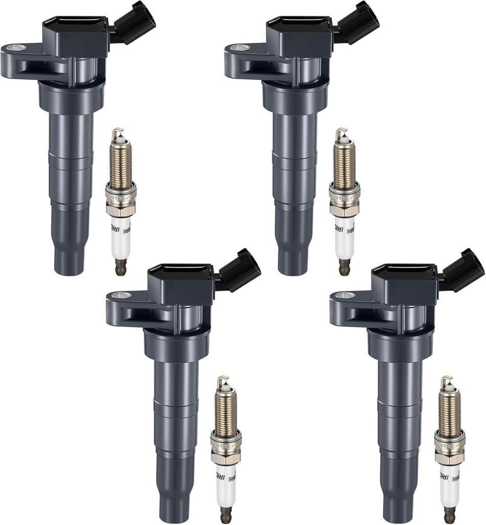BDFHYK Ignition Coil Pack UF647 and Iridium Spark Plugs 92422 Compatible with Kia Optima Sportage,Compatible with Hyundai Santa Fe Sport Sonata 2.0L L4 C856 273002G700 GN10568 5C1862,Set of 4