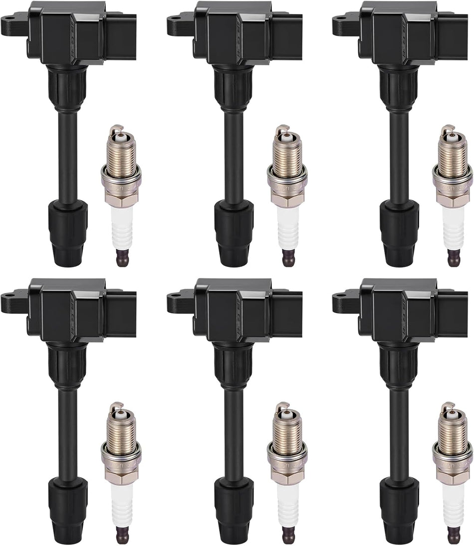 BDFHYK 6 Ignition Coil Pack UF232 and 6 Iridium Spark Plug 5464 Compatible with INFINITI 1996-1999 I30, Compatible with Nissan 1995-1999 Maxima 3.0L V6 Coil for 2244831U00 UF-232