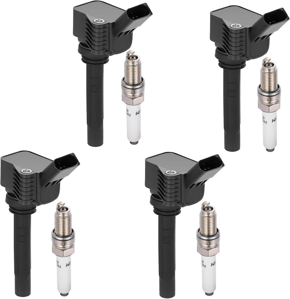 BDFHYK 4 Ignition Coil Pack UF718 and 4 Iridium Spark Plug 95463 Compatible with Audi 2016-2018 A3 Sportback e-tron,Compatible with VW 2016-2018 Jetta1.4L l4 Coil for 04C905110L 04C905110D 04C905110E7