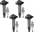 BDFHYK 4 Ignition Coil UF314 and 4 Iridium Spark Plug 7090 For Toyota 05-06 Corolla, 03-06 Matrix, 00-05 Celica 1.8L L4