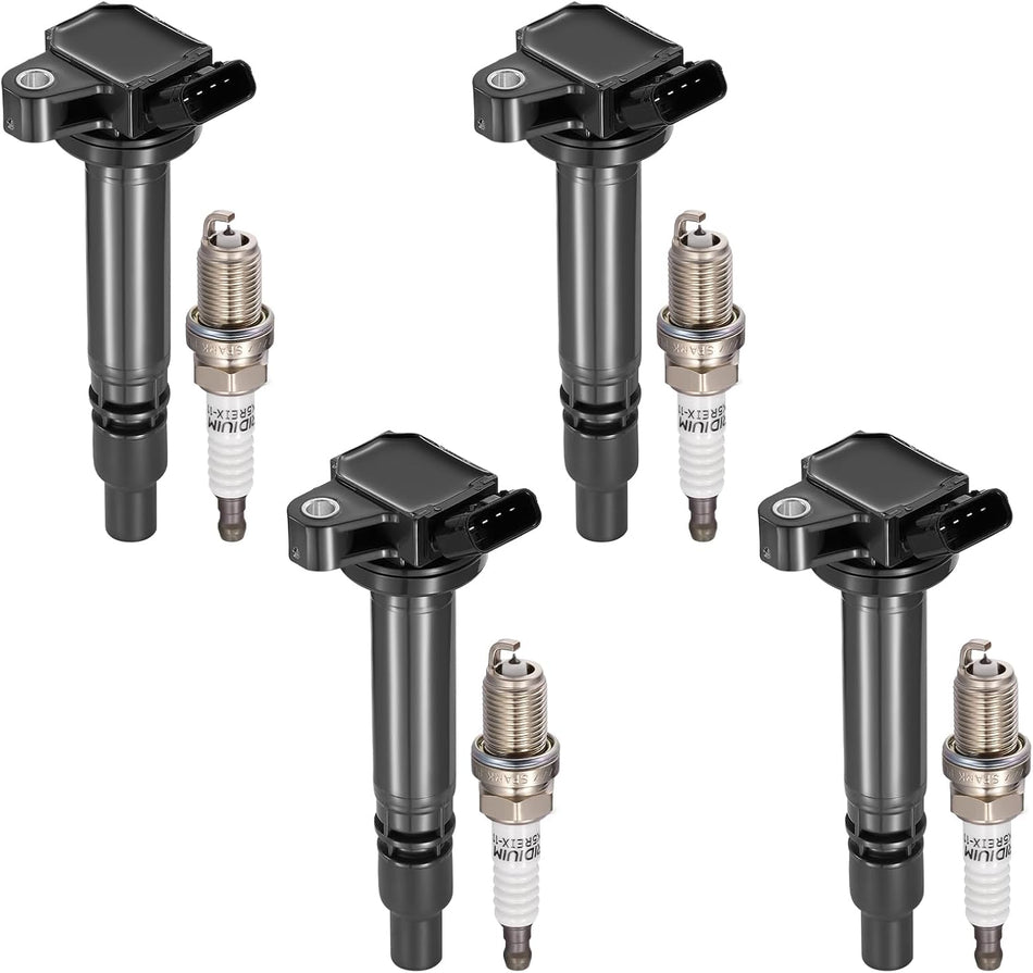 BDFHYK 4 Ignition Coil Pack UF314 and 4 Iridium Spark Plug 7090 Compatible with Toyota 05-06 Corolla, 03-06 Matrix, 00-05 Celica,Compatible with Pontiac 03-06 Vibe 1.8L L4 Coil for 5C1295 GN10333