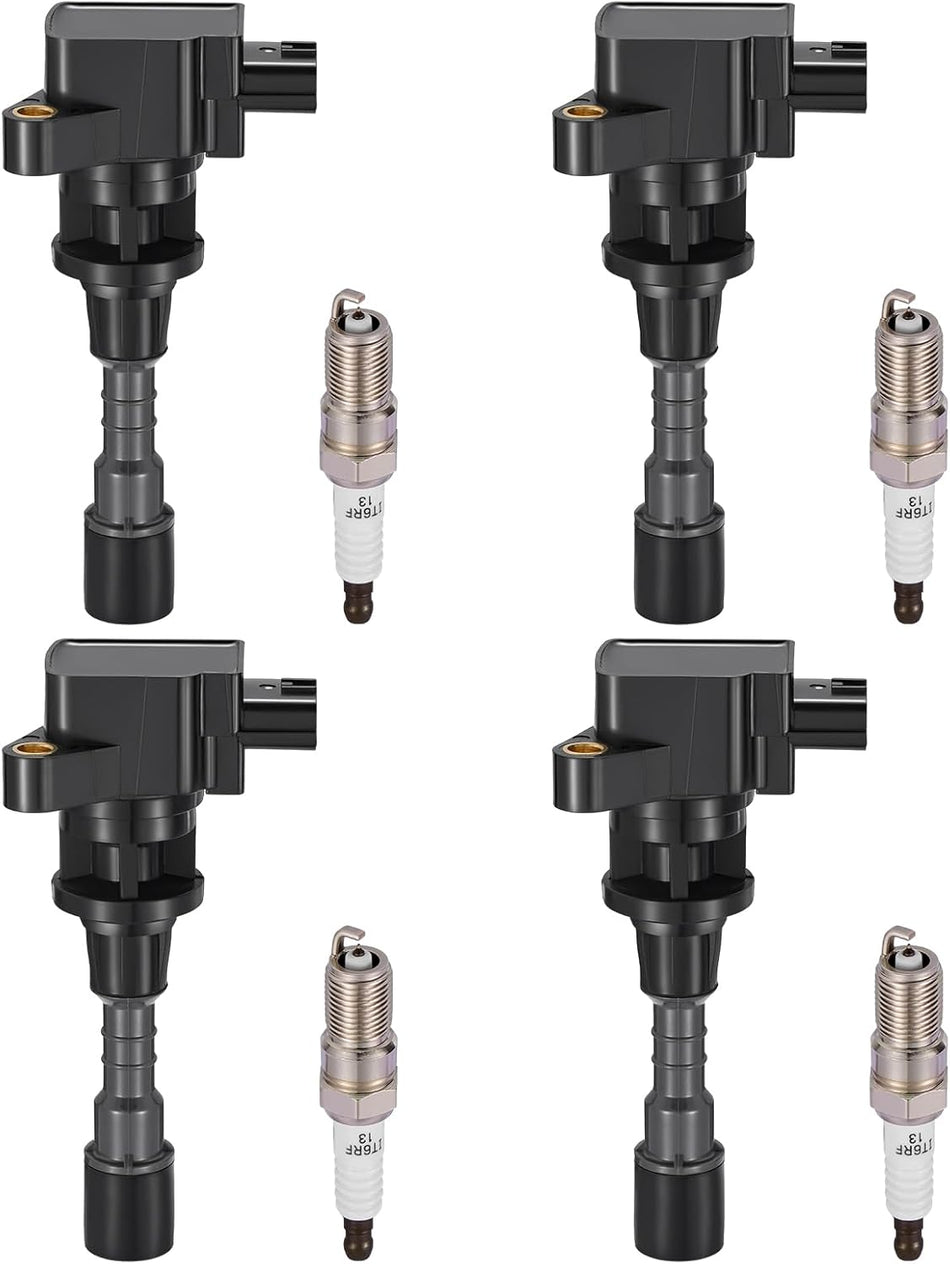 BDFHYK 4 Ignition Coil Pack UF541 and 4 Iridium Spark Plug SP432 Compatible with Mazda 2006-2007 5 2.3L l4 Coil for 5C1741 C779 5C1741 COP271 GN10400 48736 1788395