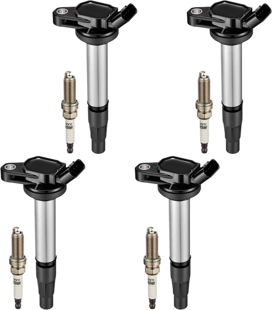 BDFHYK Ignition Coil Pack UF596 and Iridium Spark Plugs 93501 Compatible with Toyota Corolla 2009 2010 2011 2012 2013 Toyota Prius Matrix Plug-In Prius V Lexus CT200h Scion xD 1.8L L4 UF619 Set of 4