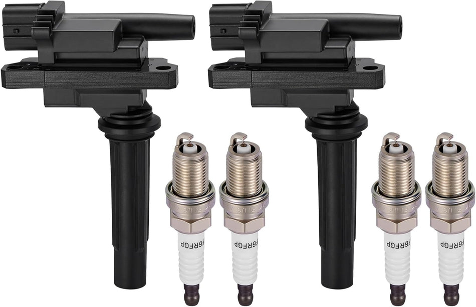 BDFHYK 2 Ignition Coil Pack UF276 and 4 Iridium Spark Plug 2262 Compatible with Mazda 1999-2003 Protege 1.6L l4 Coil for 178-8255 C1223 5C1206 UF276T