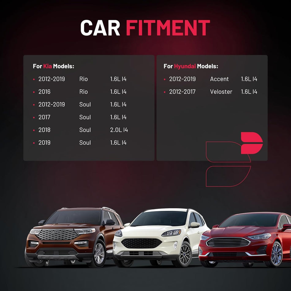 BDFHYK Coil Pack UF652 and Iridium Spark Plugs 93815 Compatible with Hyundai Accent Veloster Kia Rio Soul 1.6L 2.0L L4, Sets of 4