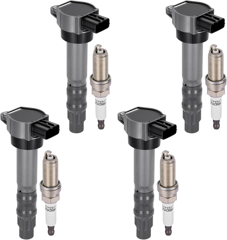 BDFHYK 4 Ignition Coil Pack UF532 and 4 Iridium Spark Plug AP5325 Compatible with Mitsubishi 2006-2012 Eclipse, 2004-2012 Galant, 2004-2006 Lancer, 2004-2006 Outlander 2.4L l4 Coil for 2505-307658