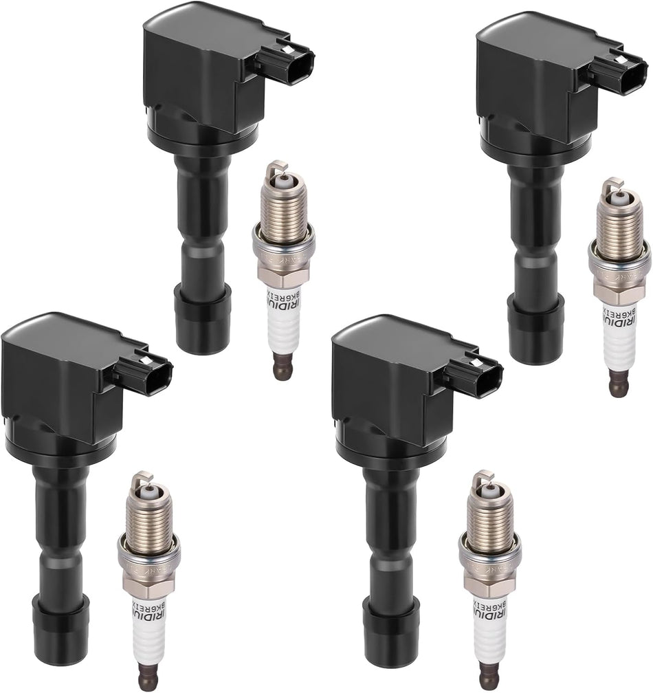 BDFHYK 4 Ignition Coil Pack UF626 and 4 Iridium Spark Plug 7092 Compatible with Honda 2011-2016 CR-Z 1.5L l4 Coil for 30520RB0003 30520RB0013