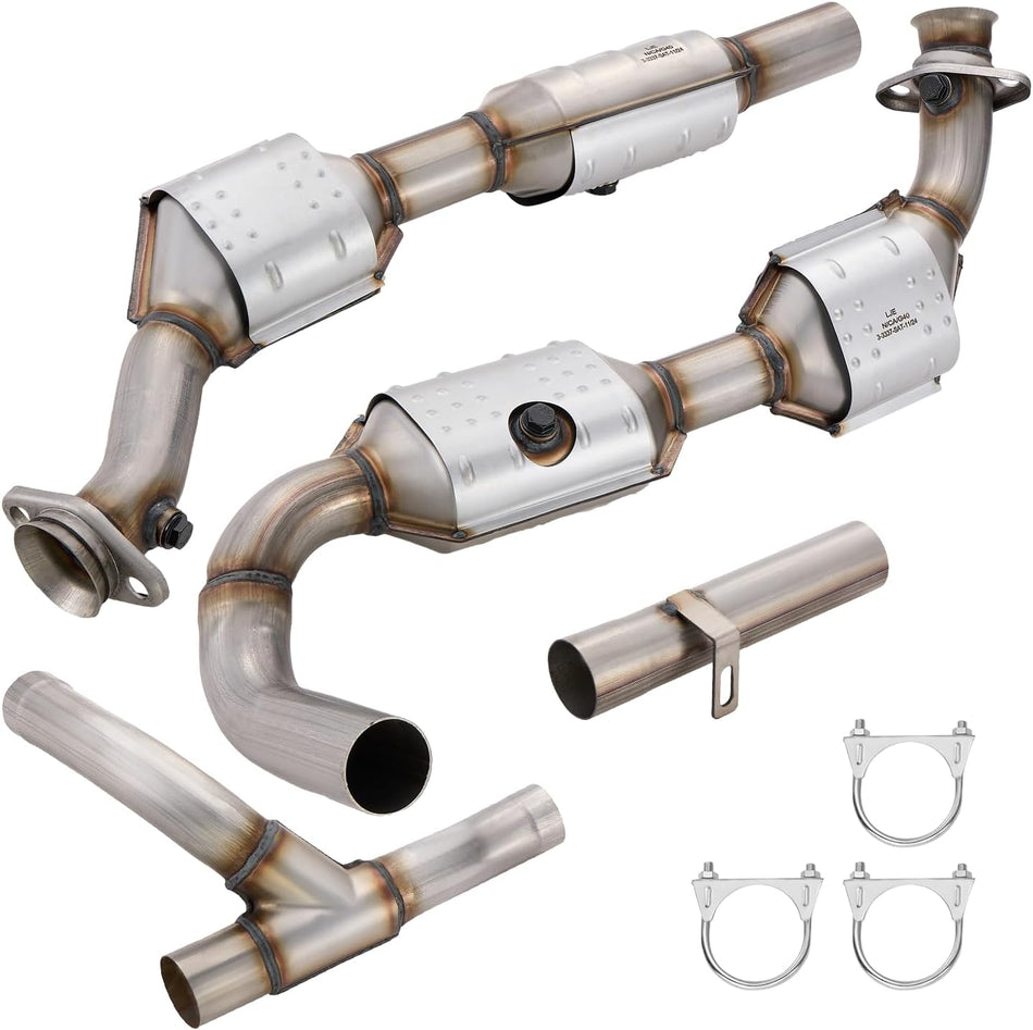 BDFHYK Exhaust Manifold Catalytic Converter Kit Direct-Fit Compatible with Ford F-150 2001-2002, V8 4.6L, EPA Compliant, Replace 645412，645413