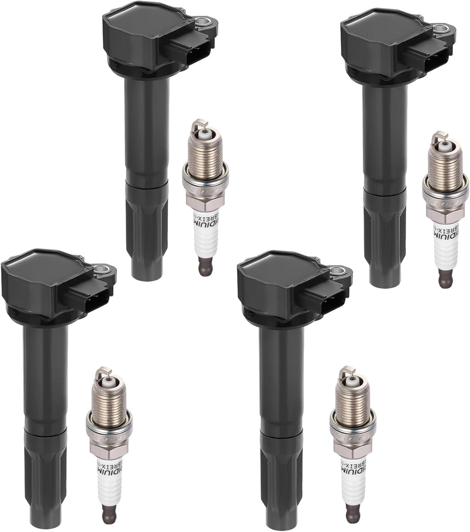 BDFHYK 4 Ignition Coil Pack UF668 and 4 Iridium Spark Plug 7092 Compatible with Subaru 2010-2012 Legacy 2.5L H4, 2010-2012 Outback 2.5L H4 Coil for 22433AA620 22433AA621