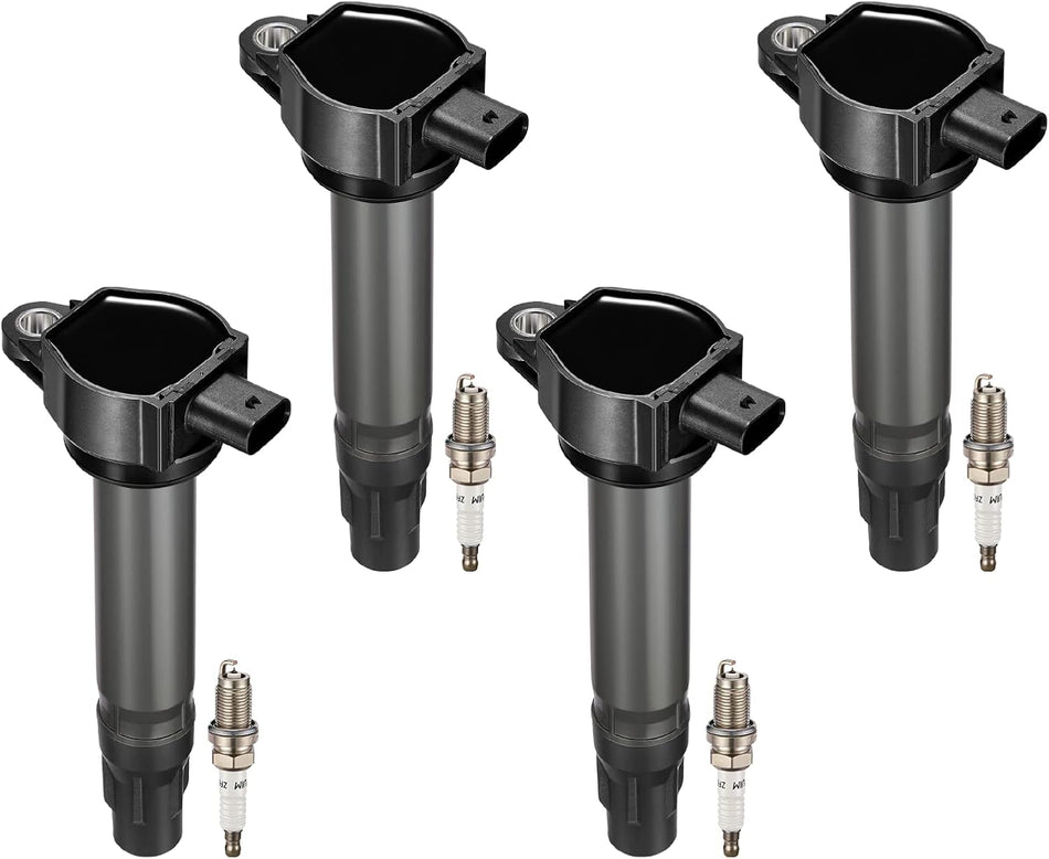 BDFHYK Ignition Coil Pack and Iridium Spark Plugs Compatible with Chrysler 200 Sebring Dodge Avenger Caliber Journey Jeep Compass UF557 BY481ZFR5F, Sets of 4
